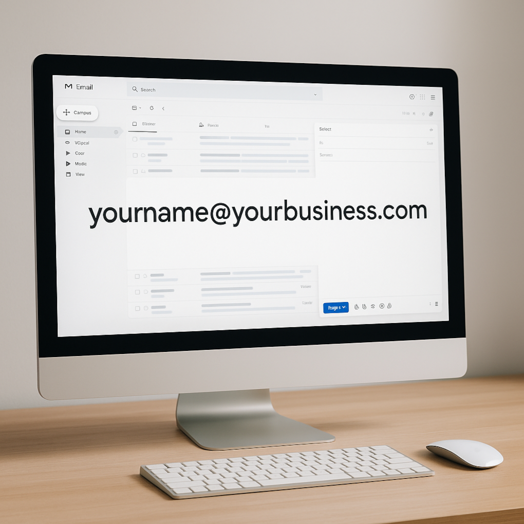 Desktop screen with sample email address